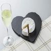 3Pcs Natural Slate Steak Plate Heart Shaped Dessert Dish Dinner Plate Food Storage Plate 15*15cm