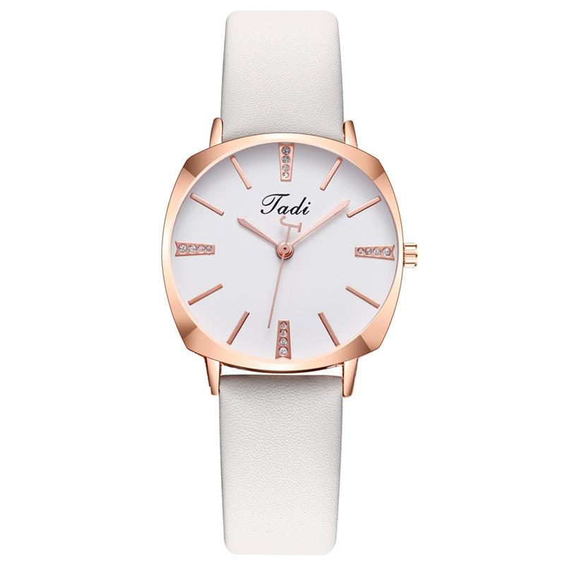 Mode Damen Uhr mit quadratischem Zifferblatt Strass Quarzwerk Armbanduhren Lederarmband Schlichte Damenuhren Reloj Mujer