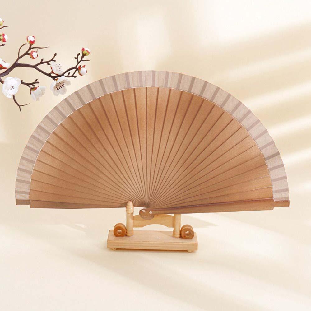 Solid Color Pure Wood Folding Fan Simple Decorative Props Fan Classical Spanish Plain Fan Dance