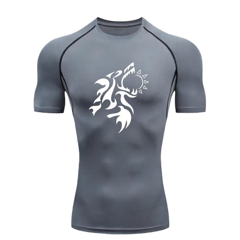 Men's Sports T-shirt Training Fitness Quick Dry Short Sleeve Jogging Compression High Elasticity Workout Shirt Running Breathable Slim Fit Top