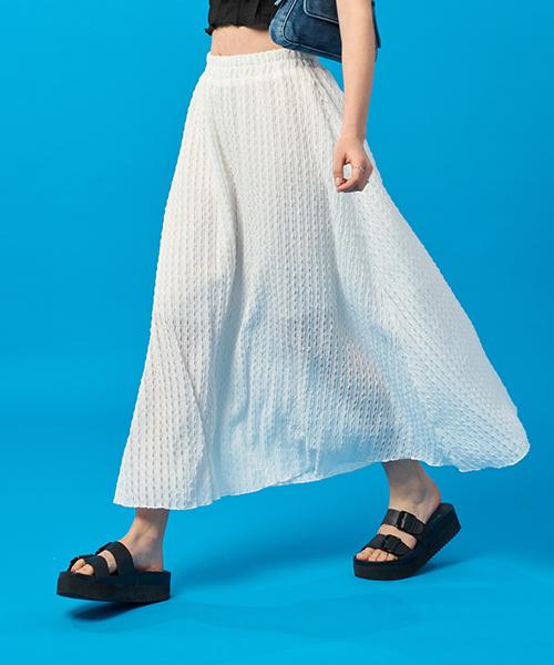 Collet Women Summer Flare Pleated Lace Long Skirt [White] Long Skirt Ver.