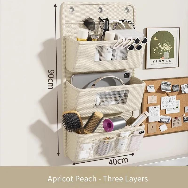 Multi-Purpose Oxford Fabric Hanging Storage Organizer-Bedside Shelf Wall/Door Mount Hanging Bag Space-Saving Gray Beige Options