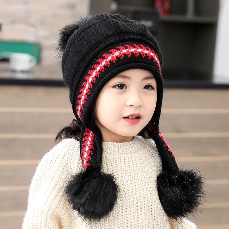 Parent-child children's hat winter cute girl princess hat autumn and winter velvet warm baby ear hat wool hat