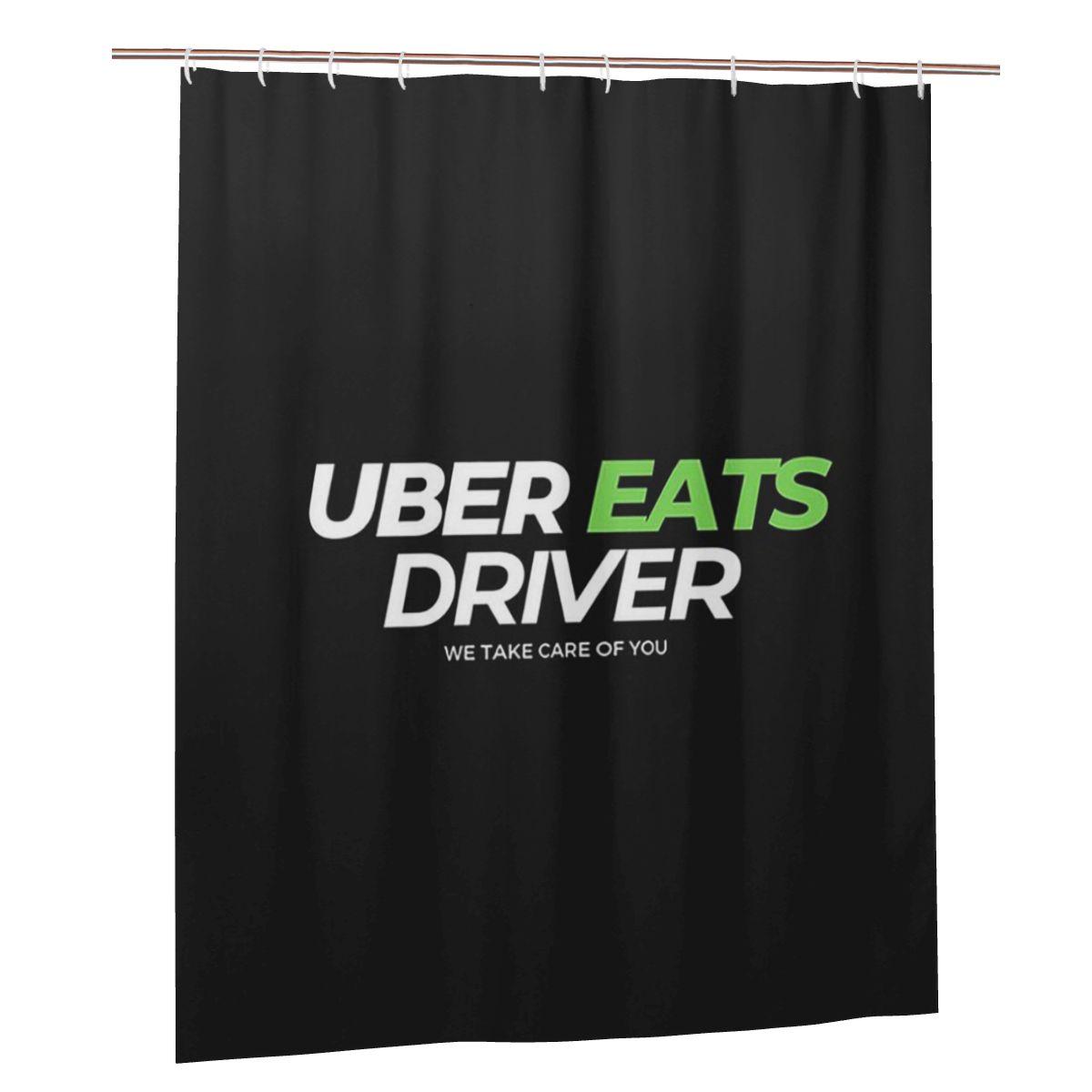 Uber Eats Driver Logo Food Delivery Driver Shower Curtain Bathroom Polyester Waterproof Bath Curtains With Hooks W60H190(CM)-1 Pcs