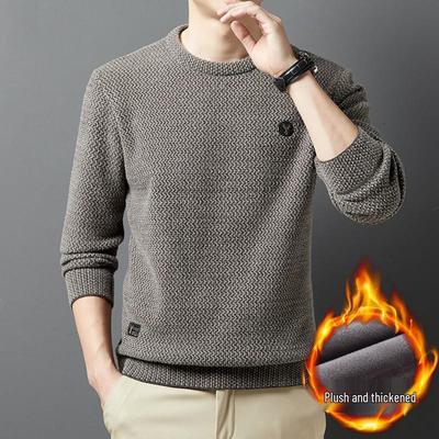 Men's Velvet Fleece-Lined Sweater - Winter Warm Round Neck Pullover