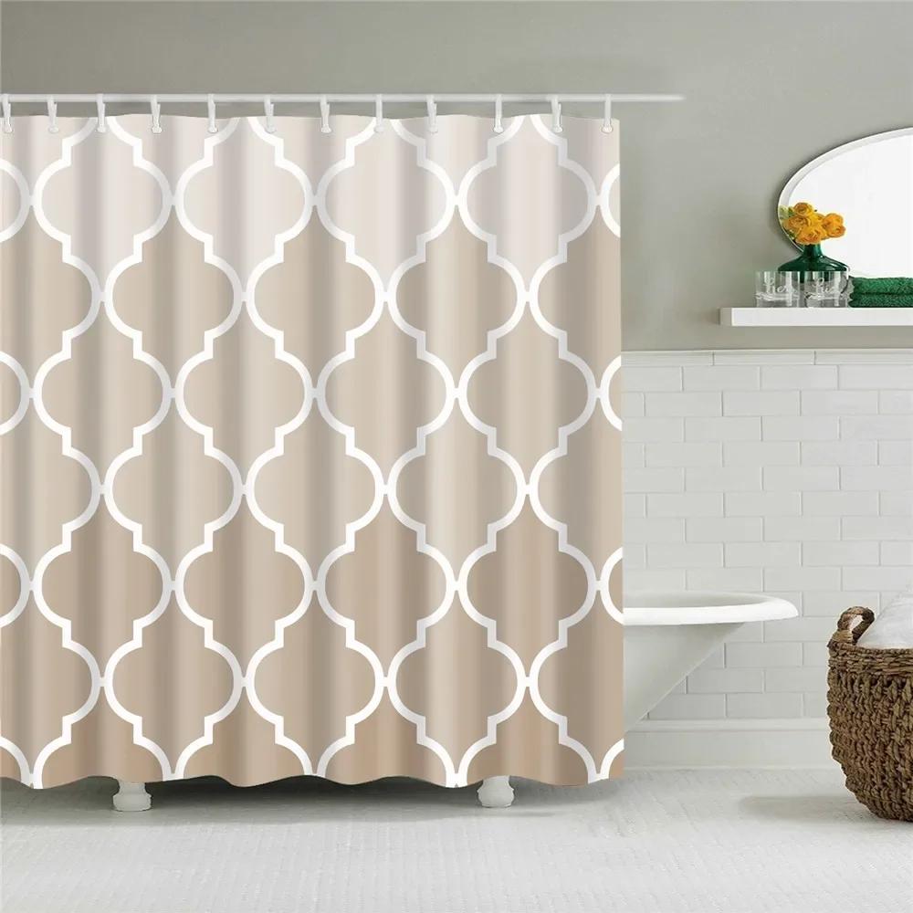 Abstract Geometric Stripes Printing Shower Curtains Home Hotel Bathroom Decoration Bath Curtains Waterproof Bathroom Curtains