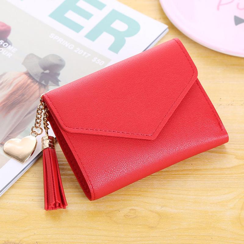 Brand Women Soft Leather Wallet Bag Small Tassel Card Holder Female Organizer Credit Card Case Zipper Coin Purse