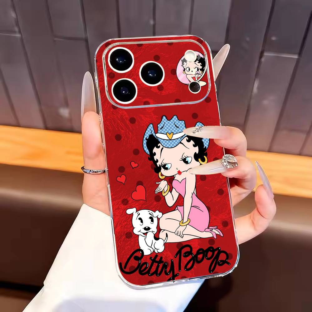 

B-Betty Cute B-Boop Phone Case For iPhone17,16,15,14,13,12,11 Plus,Pro Max Soft Transparent Cover iPhone15pro