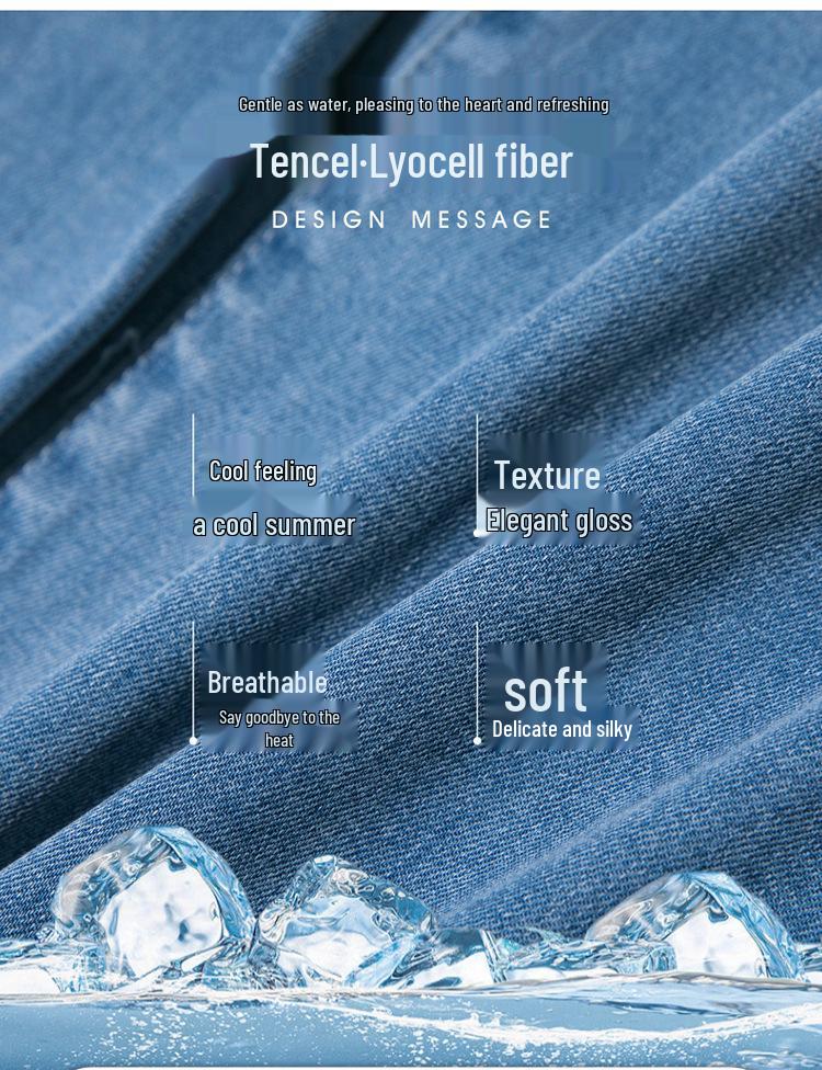 Women's Summer Tencel Cropped Jeans: 2025 Slimming, Loose Fit, Elastic Waist, Straight Leg Pants