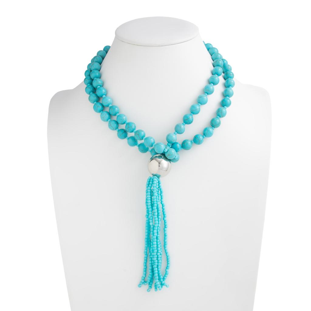 Acrylic Bead Chain Necklace for Women Vintage Tassel Sweater Chain Jewelry Accessory