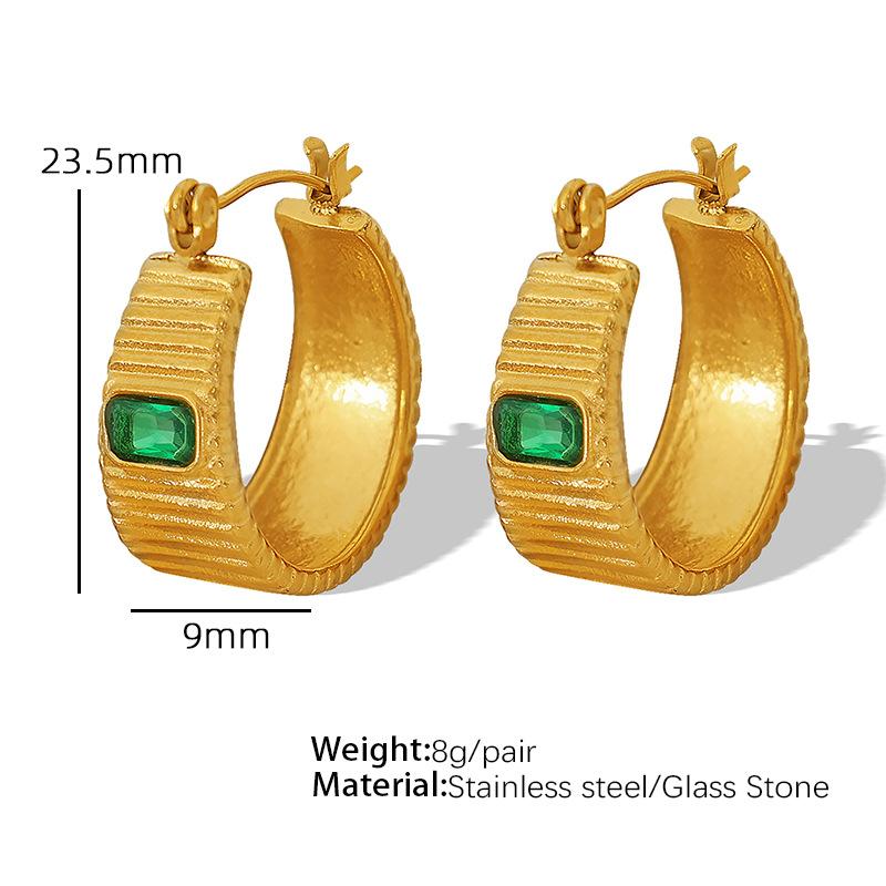 

Niche threaded earrings titanium steel 18k gold do not fade, suitable for winter commuting essential earrings