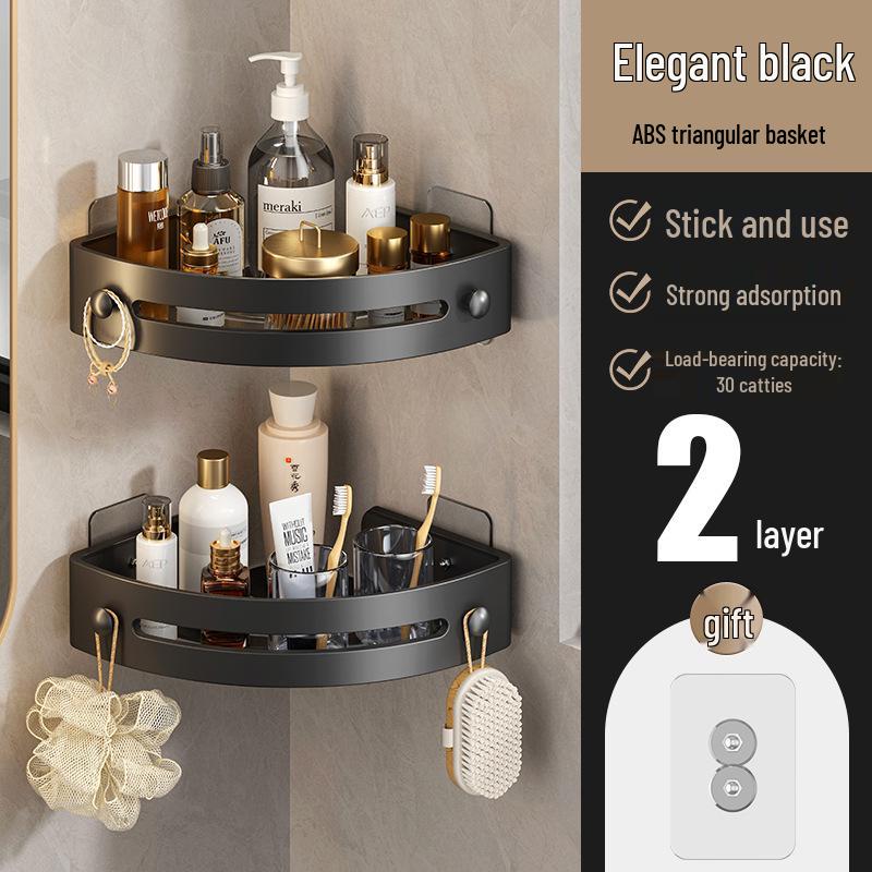 Punch-Free Wall-Mounted Bathroom Corner Shelf and Towel Rack