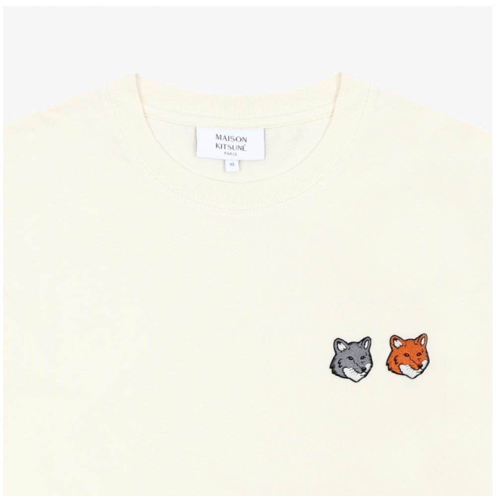 Maison KiTsune Men Double Fox Head PaTch ShorT Sleeve T shirT Om011cfkj7025 P702