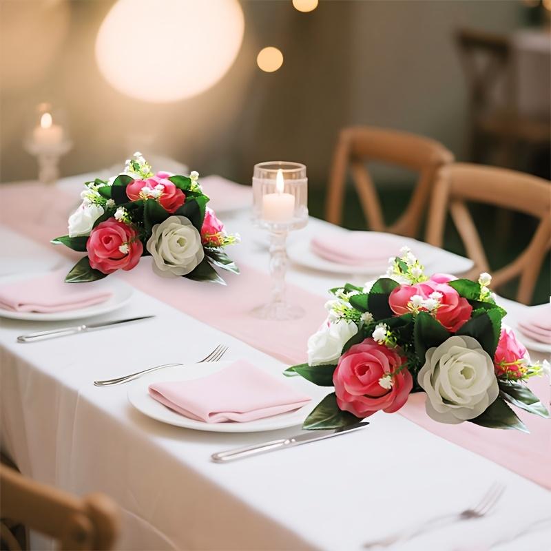 2Pcs Artificial Flower Wreath, New Year Decoration, Wedding Scene Props, Floral Arrangement Ornament, Table Party Home Decor, Fake Flowers, Hotel