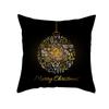 New Black Hot Stamping Christmas Pillow Cover Golden Elk Christmas Tree Sofa Cushion Cover Home