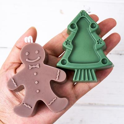 Série de Natal Molde de Silicone para Vela DIY Desenho Animado Homem-Pão de Gengibre Árvore de Natal Moldes de Sabão Gesso Resina Artesanato Fabricação Decoração de Casa