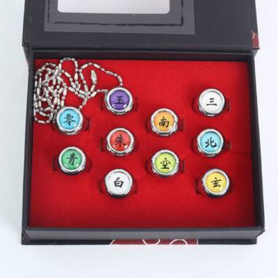 2023 Anime Naruto Rings 10pcs Akatsuki Cosplay Member's Full Set Sasori Itachi Hidan Deidara Costume Accessories