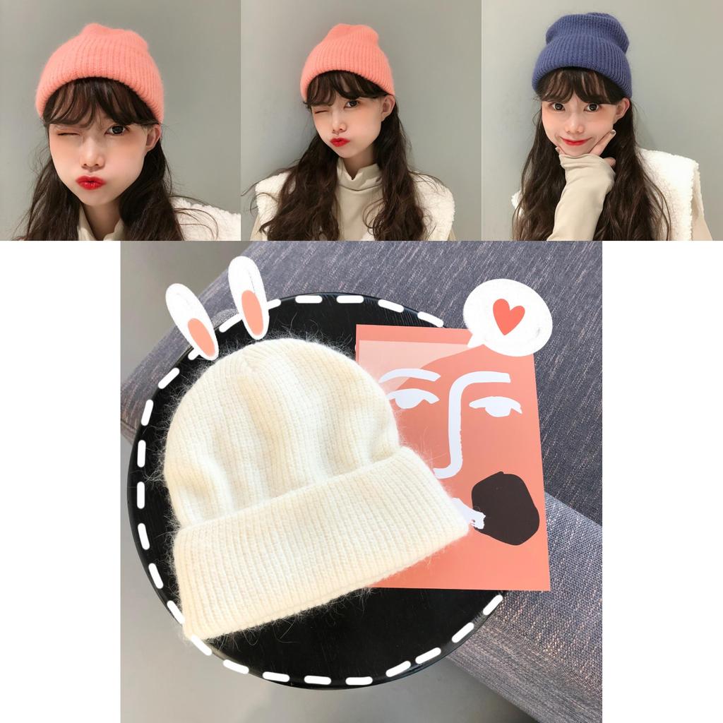 Cute And Stylish Women's Rabbit Hair Knit Hat For Cold Seasons