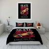 Skateboard with Red Roses Bedding Duvet Cover Set Duvet Cover Pillowcases  (1*Duvet Cover 2*Pillowcases, without duvet insert)