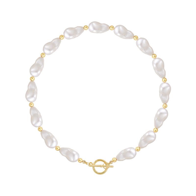 Exaggerated Personality Baroque Imitation Pearl Necklace Choker Collarbone Chain Ot Buckle Neck Chain Decorative Collar