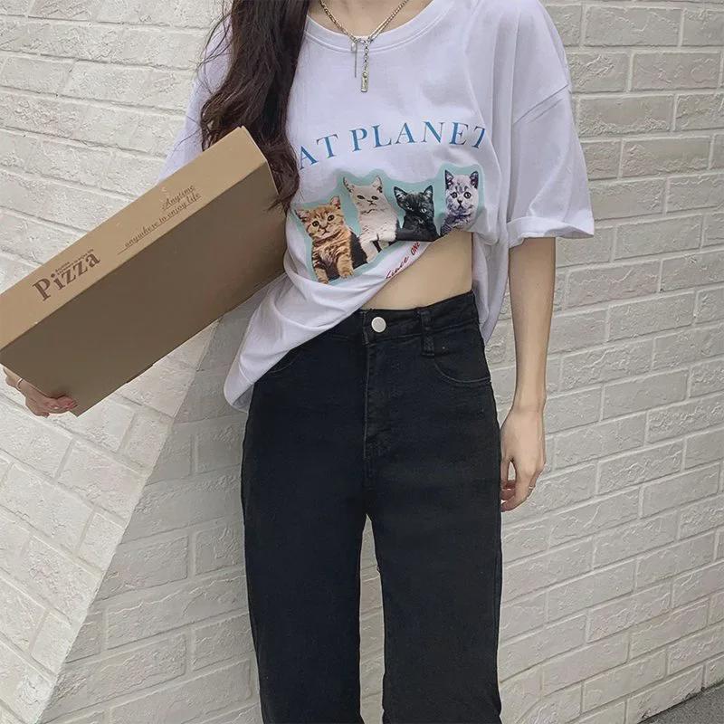 Blue-Gray High-Waist Slim Straight Jeans for Women - Autumn/Winter Elastic Raw Edge Cigarette Pants (Small Size)
