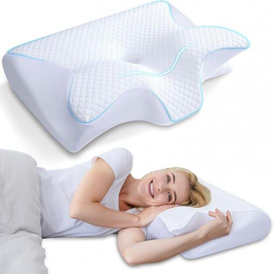HOMCA Memory Foam Cervical Pillow, 2 In 1 Ergonomic Contour Orthopedic Pillow for Neck Pain, Contoured Support Pillows for Side Back Stomach Sleepers