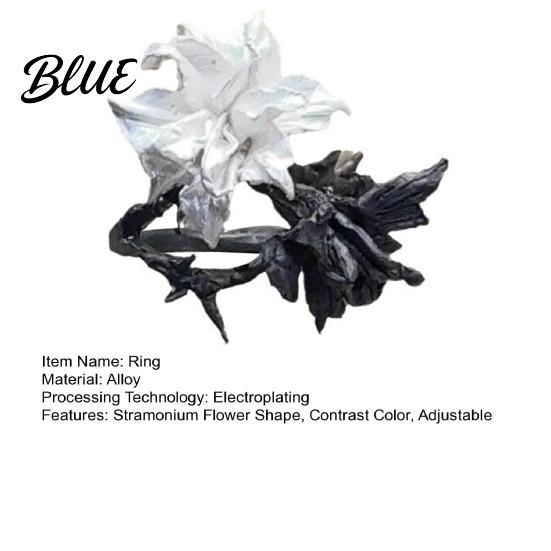 Flower Shape Ring Women Black And White Contrast Color Stramonium