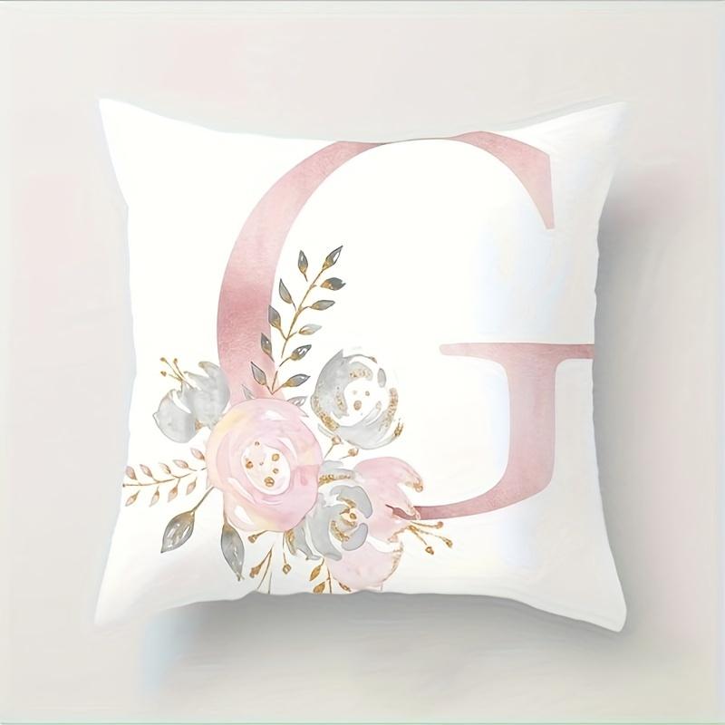 Abc Letter Floral Alphabet Decorative Pillow Cover Indoor Outdoor Party Farmhouse Home Decor Peach Skin Monogram Aesthetic Art