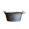 Vintage Metal Round Bucket Planter with Double Handles Rustic Iron Flower Pot Metal Tray for Storage and Farmhouse Decor 6XDE