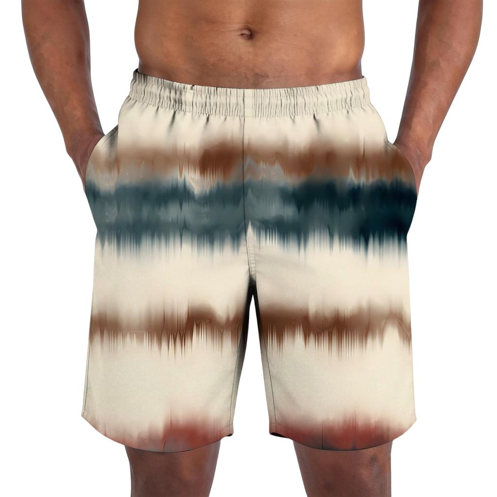 Herren Freizeitshorts mit elastischem Bund, Batikdruck, lockere Passform, leichte Sommer-Strandbekleidung für den täglichen Gebrauch