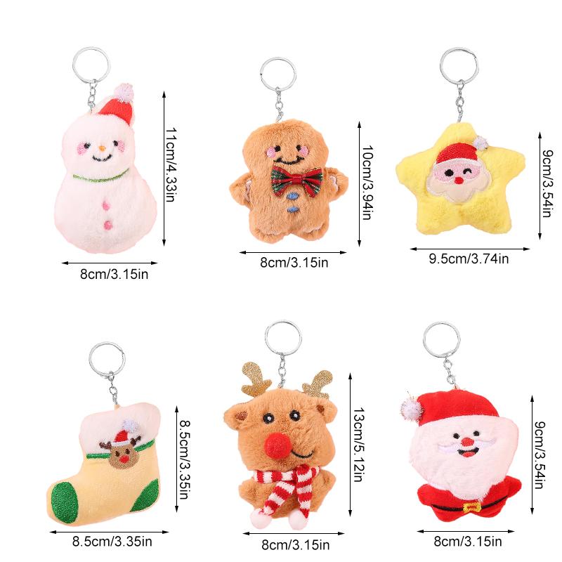 1PC Ornament Plush Keychains Gift Bag Charm Keyring Bag Pendants Cute Christmas Plush Doll Bag Accessories Christmas