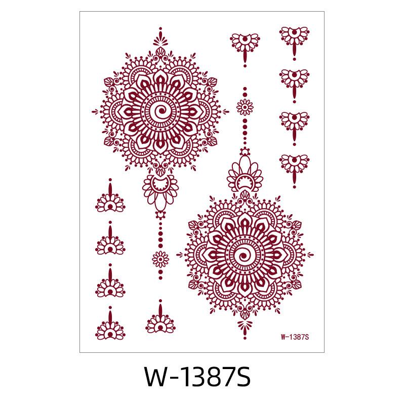 

Red Lace Tattoo Sticker Waterproof Indian Hannah Temporary Tattoo 148 * 208Mm (die)