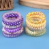 6Pcs Vibrant Playful Gradient Color Phone Line For Girls High Elasticity Headband Tied Bun Hair Loop Rubber Band Headband