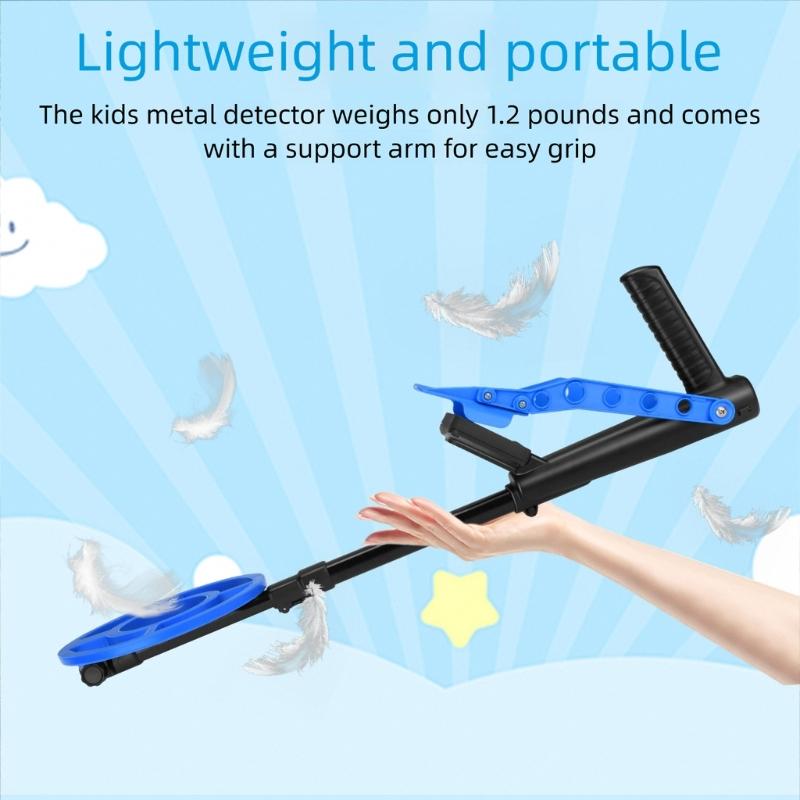 Kids Metal Detector Lightweight 1.2lbs Adjustable 60cm To 79cm Rod Secure Battery Cover Detects Gold Silver Coin Jewelry 10cm Underground Depth