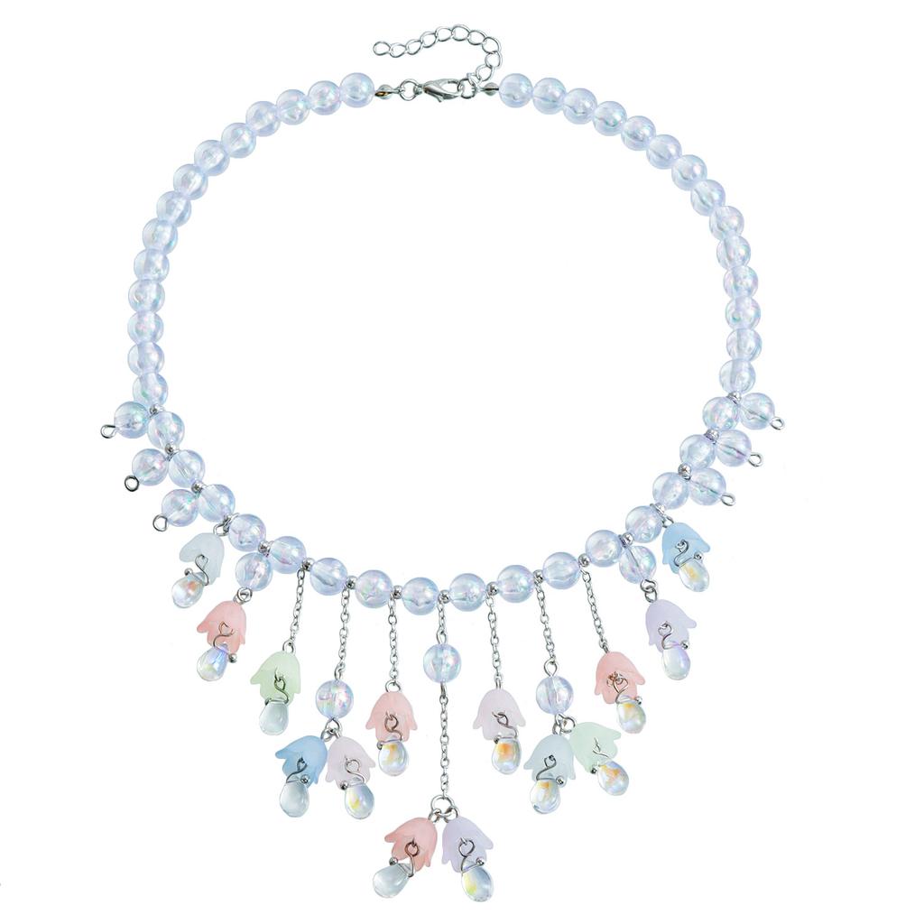 Summer Color Beaded Necklace Light Luxury Collarbone Chain Temperament High Sense Tassel Necklace Women