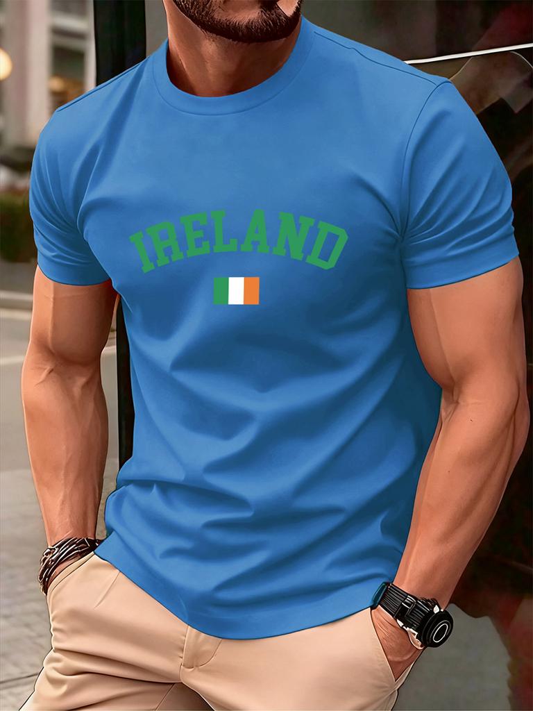 Ireland Text With Flag Prints MenS TShirt Cotton Summer Soft Oversized Tops ONeck Short Sleeve T Shirt Casual Mens Clothes