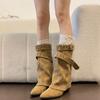 Fashion Pointed Toe Women Western Ankle Boots Elegant Thick Heels Shoes Laides Belt Buckle Short Booties Zapatos Mujer