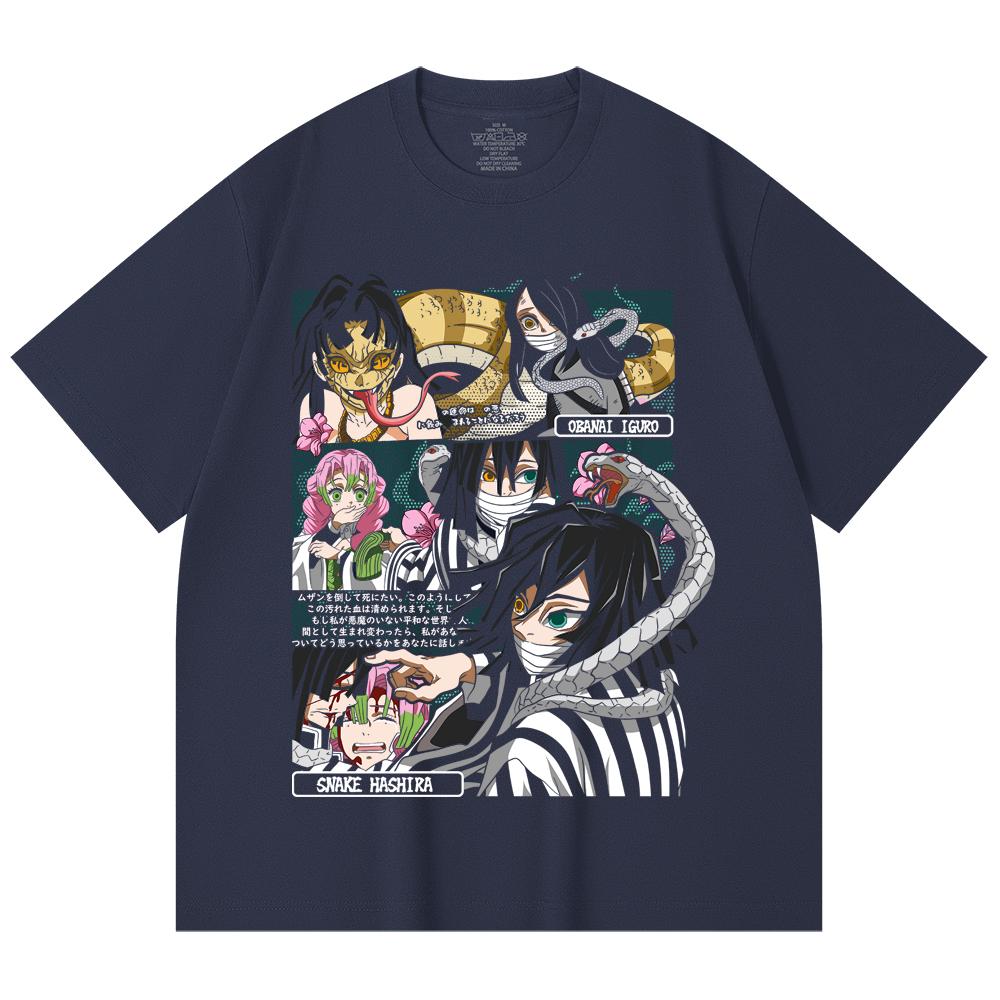 230 Gsm 100% Cotton Demon Slayer V17 Obanai Print Unisex Heavy Cotton T Shirt