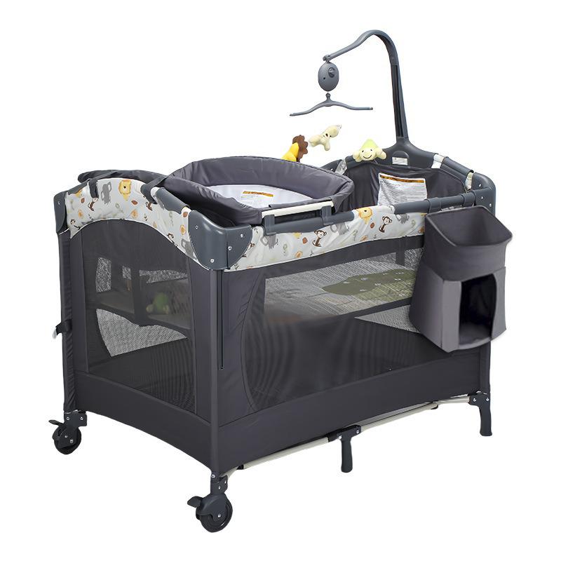 Tragbares Multifunktionales Babybett und King-Size-Bett-Kombi mit Wickeltisch für Säuglinge und Kleinkinder