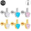 G23 Fashion Heart-Shaped Zircon Stud Earrings - Pink & Sea Blue
