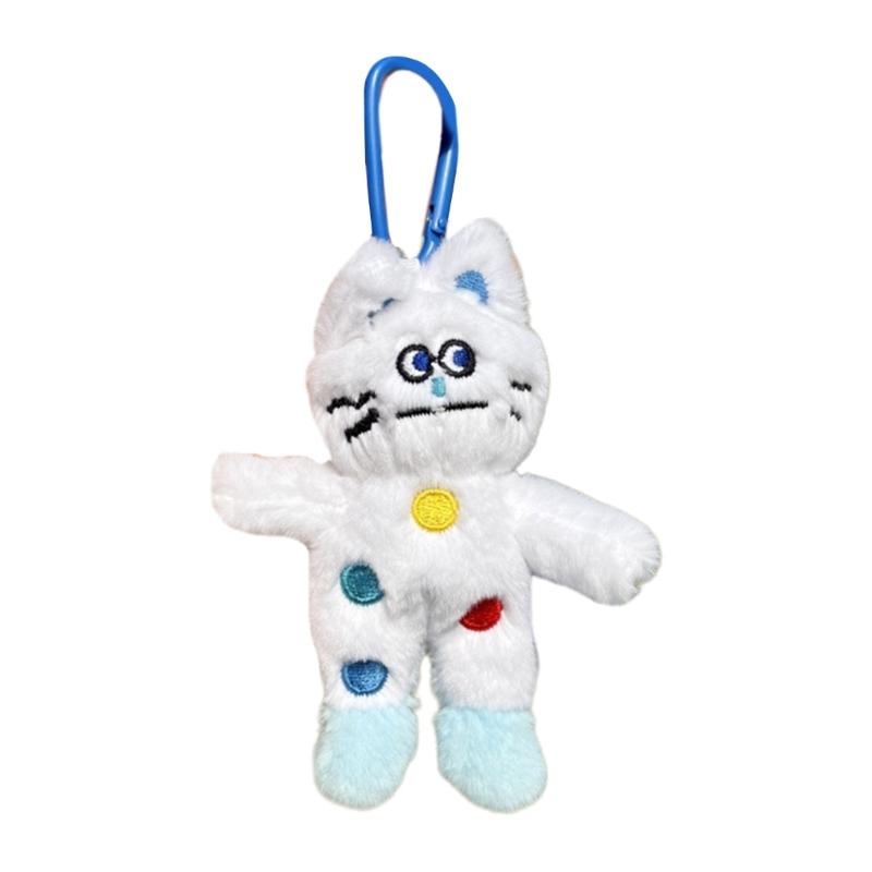 

Plush Cats Keychain Pendant Cartoon Cats Doll Stylish Bag Charm Fashion Accessories Polyester Texture for Party Daily білий