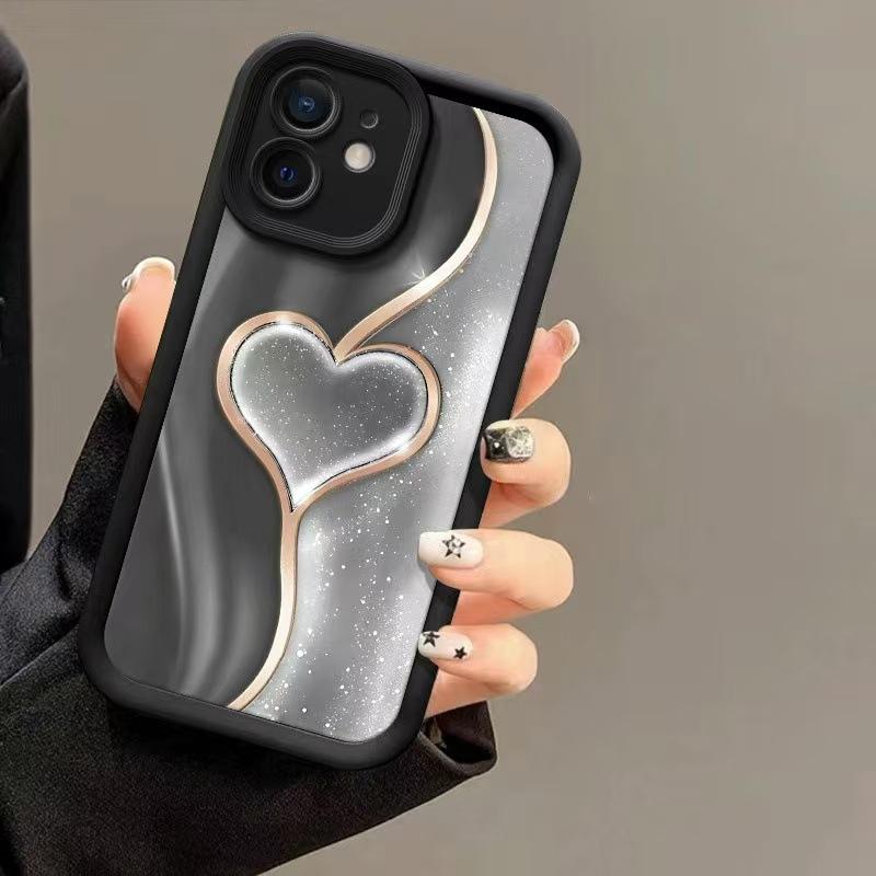 Flowing Gold Love Is Suitable for Apple 15Pro Mobile Phone Case iPhone17 Advanced 14Pro New 16 Europe, America and 13.