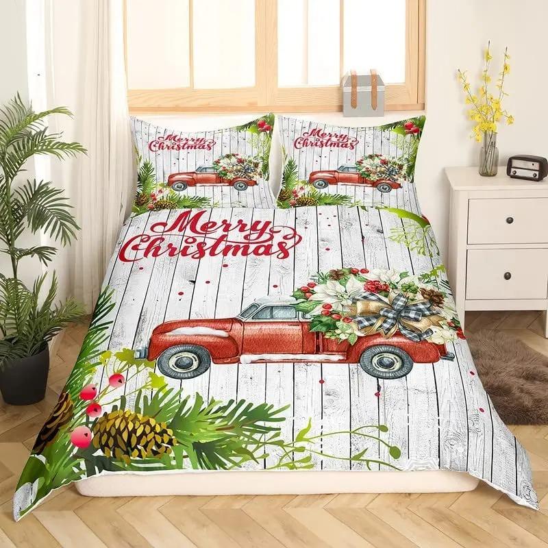 Christmas Duvet Cover Set King Queen Full Twin Size For Kids Teens Adults Polyester Bedding With Pillowcase