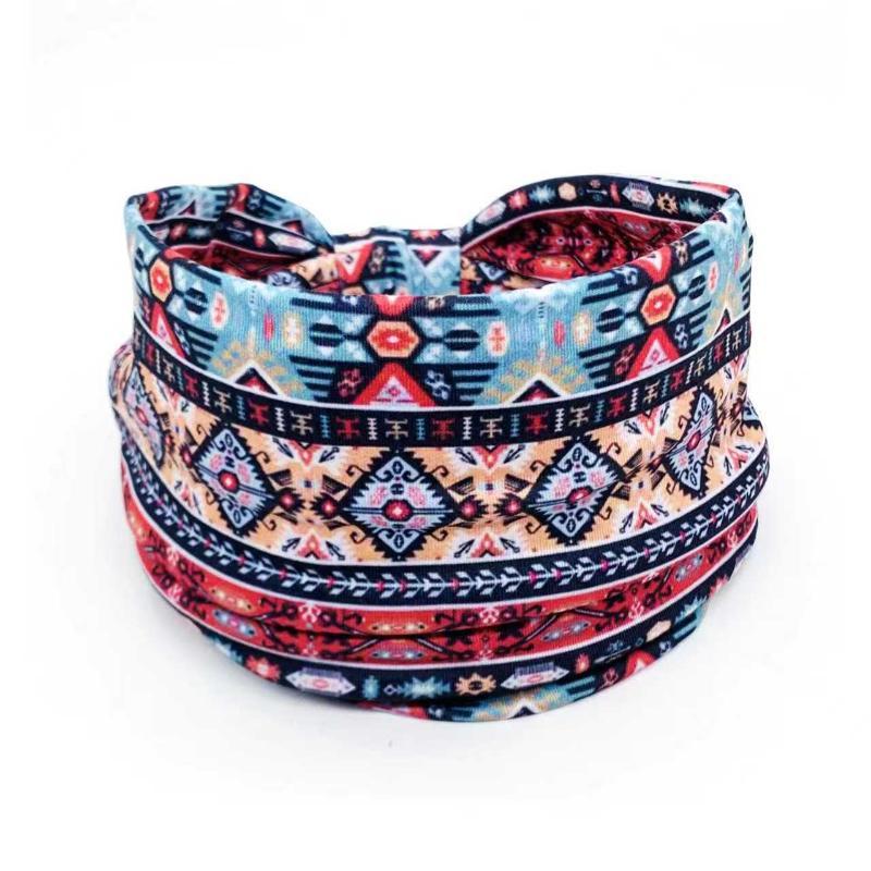 African Tribal Print Wide Headband With Soft Stretchy Fabric For Yoga Workout Running Wear