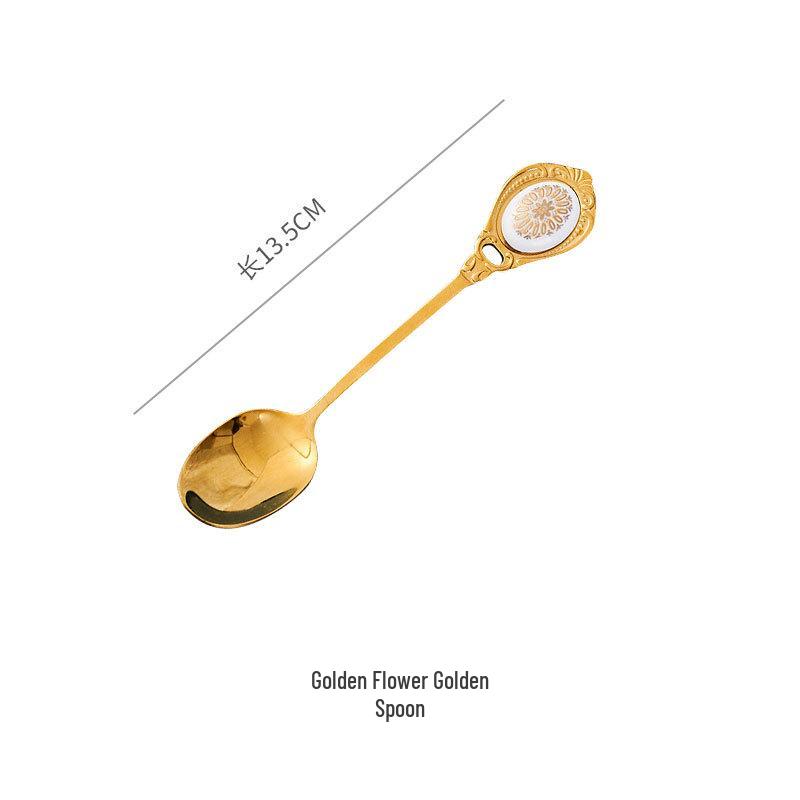 Luxury European Gold Spoon and Fork Set for Tea, Coffee, and Desserts
