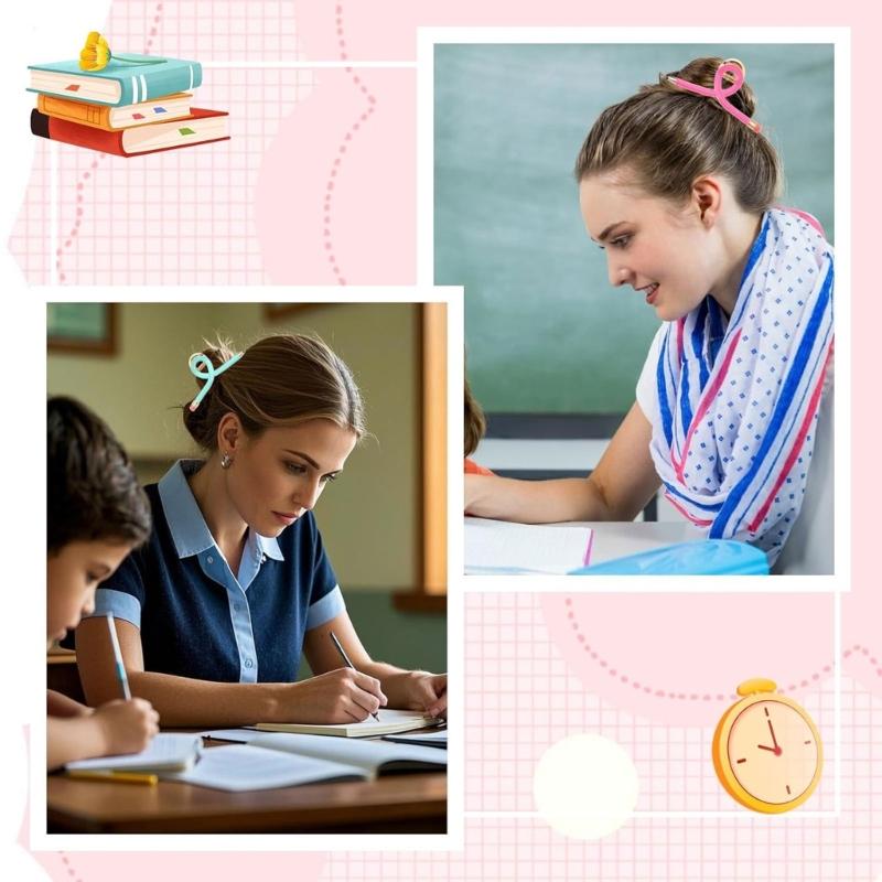 Aesthetic Pencil Hair Claw Clip Strong Hold Claw Clip Ponytail Holder for School Student Teachers Day Gifting Supply