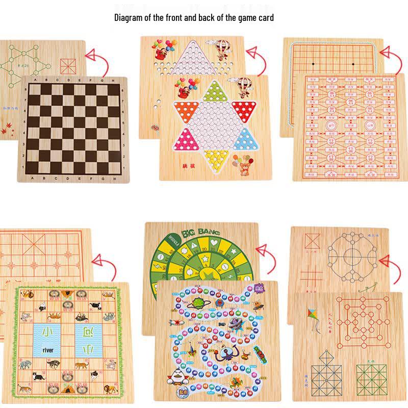 7-in-1 Multifunctional Wooden Board Game Set