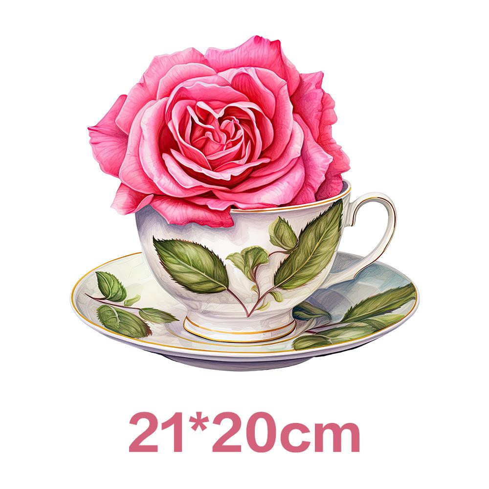 Flower Iron On Transfer Stickers Cute Design Ready To Press Heat Transfer Vinyl Decals Applique for T-Shirt Backpack Clothes