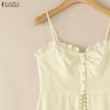 ZANZEA Women Casual Sleeveless High Low Hem Ruffles Straps Tank Tops Camisoles