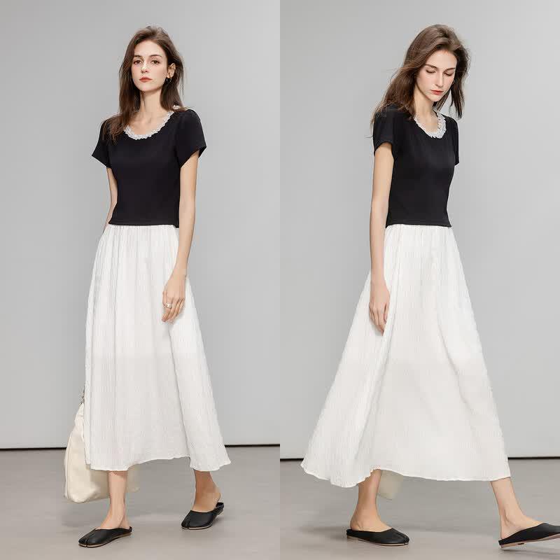 Demana Women s Lace Puff Sleeve T-Shirt XL